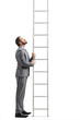 © Ljupco Smokovski - Professional man in a suit holding a steel ladder and looking up, career growth concept