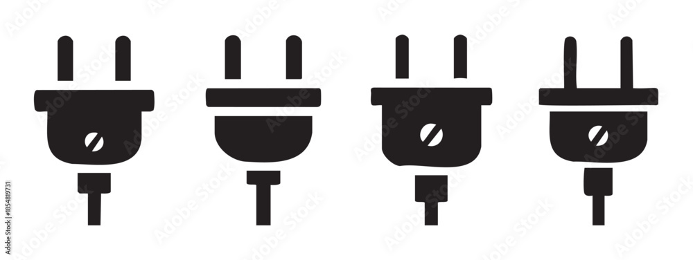 Four different electrical power plug icons representing various types ...