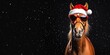 © Ilja - Elegant Horse Portrait in Santa Hat and Sunglasses Against a Starry Christmas Night Sky