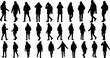 © Mohamed - A comprehensive collection of black silhouettes featuring a young man in casual winter attire, captured in various walking and standing poses.