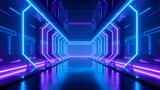 Futuristic corridor with neon lights