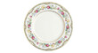 © soniya - White porcelain plate with pink roses and blue flowers floral border ceramic dish