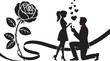 © Masud - Romantic proposal silhouette with rose hearts and ribbon for valentine s day