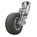 Airplane wheel and brake assembly isolated on transparent background