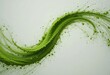 © Yurii - Abstract dynamic wave of vibrant matcha powder splashing and exploding in motion on a clean white background.