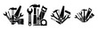 © SreeBinodiny - property renovation tools silhouette icon set, black color and white background