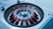 © Stocky Boi - Laboratory centrifuge in motion with blood samples spinning for analysis in a clinical environment