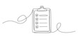 © Creative_Outline2019 - Continuous line art drawing of a clipboard checklist with check marks on a white background Vector, illustration