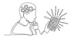 © Creative_Oneline - Man with gears in his head solving a complex maze puzzle on a smartphone Vector, illustration