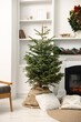 © New Africa - Beautiful Christmas tree near fireplace at home