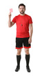 © New Africa - Referee with red card on white background
