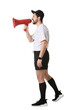 © New Africa - Referee shouting in megaphone on white background