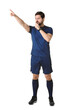 © New Africa - Referee in uniform blowing whistle on white background