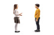 © Ljupco Smokovski - Full length profile shot of a young girl and boy having a conversation
