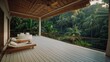 © demzp - Luxury tropical villa balcony with hot tub and jungle view at sunrise