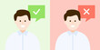© Charlottstudio - Man saying yes and no with tick check mark and cross mark speech bubble. Problem, solution, opinion, idea, option, choice concept. Flat character vector design isolated illustration.