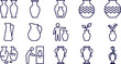 © MstRokeya - Antique pottery vase icons set, ceramic urn amphora collection, museum archaeology heritage decoration symbols, minimal outline vector illustration design style