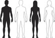 © MdShahin - Male and Female Silhouettes and Outlines on White Background Keywords: human, male, female, silhouette, outline, body, person