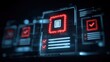 © Thi - A digital monitor that shows a project checklist connecting each task to business values while inspecting ensures compliance and steady productivity