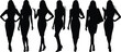 © Creative Asif - Fashion silhouette women, stylish poses, high heels, body posture art, black figures, vector illustration, elegance stance, minimal design