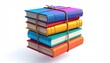 © Sukardi - Stack of colorful books tied with twine on a white background