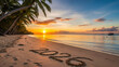© FARIHA - Serene beach scene with 2026 written in the sand at sunset