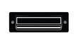 © Habibur - Black rectangular mail slot or label holder icon with screws, minimalist flat vector silhouette design isolated on white background