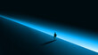 © master1305 - Abstract business design with person walking along illuminated path. Concept of strategic movement, steady progress, career navigation, and long term business planning.
