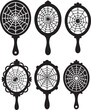 © 69creativedesigner - Set of Broken Mirror with Spiderweb Crack Silhouette, Black and White Vector Illustration