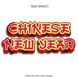 © Yaba Daba Duu - Luxury Chinese New Year 3D Text Effect with Mandarin Calligraphy and English Typography on Dark Background, Red and Gold Editable Vector Font for Festive Lunar Holiday Greeting Design