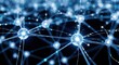 © PixelArtWork - Abstraktes neuronales Netzwerk mit blauen leuchtenden Knoten