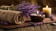 © Serhii - Lavender Bliss: Slate Board, Thai Massage Candle, and Wellness Spa Essentials for Relaxation and Recovery