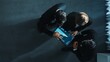 © InfiniteFlow - Top down aerial view of professional businessman joined a team and shake hands with executive manager. Smart marketing team working together to analyze stock investment data from tablet. Directorate.
