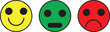 © zahid ahmed - Three colorful emoji faces representing happy, neutral, and sad emotions, commonly used for feedback or mood indication.