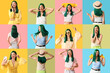 © Pixel-Shot - Collage of cool young woman with green hair on color background