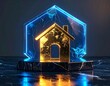 © dendyh7 - Golden House Under Translucent Energy Shield Financial Protection Concept