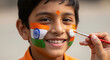 © PIX OF WORLD AI - Indian Boy's Face Painted with National Flag Colors