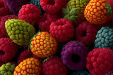 Colorful pattern of raspberries