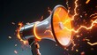 © Spirit - Megaphone Lightning Bolt Powerful and Impactful Speech Concept: Glowing megaphone emitting sparks and energy, signifying powerful announcement or news.