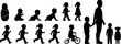 © abdulrhman - set of silhouettes of baby boy and girl grow up process. baby development, child growth stages. toddler milestones.
