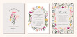 © wulano - wedding invitation save the date card with pink yellow wildflower watercolor