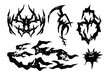 © Virgiawands - Cool Set of Y2k Tattoo. Cyber Sigilism Grunge Tattoo Designs. Y2k, Hand Drawn neo tribal Tattoos