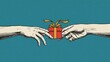 © Stocks Buddy - The two hands exchanging gift box, giving and kindness symbol, thank you message and business appreciation