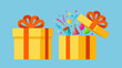 © Jamur - Vector illustration of a closed and an open surprise gift box with confetti.