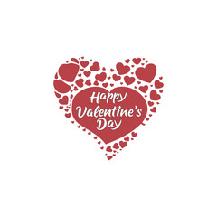  valentine's day greeting typography collection, romantic heart shaped badge design, and minimal flat vector illustration