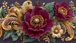 © Diganto - Elegant baroque floral gold illustration high resolution picture