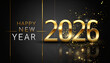 © Musfiqur - Luxury golden 2026 happy new year text on black background with gold glitter particles