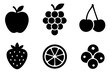 © tanibond - Different fruit and berry silhouette icons set simple design