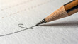 © Mr Artist  - Closeup of a wooden pencil writing a signature or letter on textured white paper with faint ruled lines