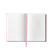 © thienhuong - Open pink notebook with grid paper and elastic strap.